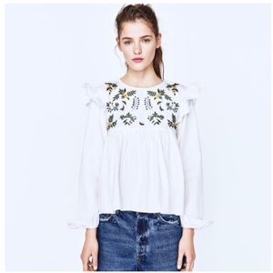 Zara Trafaluc Floral Peasant Top